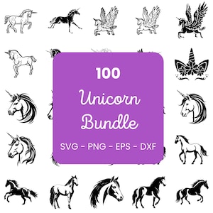 Pacchetto SVG di unicorni, pacchetto PNG di unicorni, clipart di unicorni, file SVG di unicorni per Cricut, file SVG di unicorni per ragazze, silhouette di unicorni