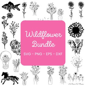 Wildflower Svg Bundle, Flower svg, Floral svg Bundle, Minimalist Flower Bouquet, Floral svg, Botanical svg, nature svg, flower sketch svg