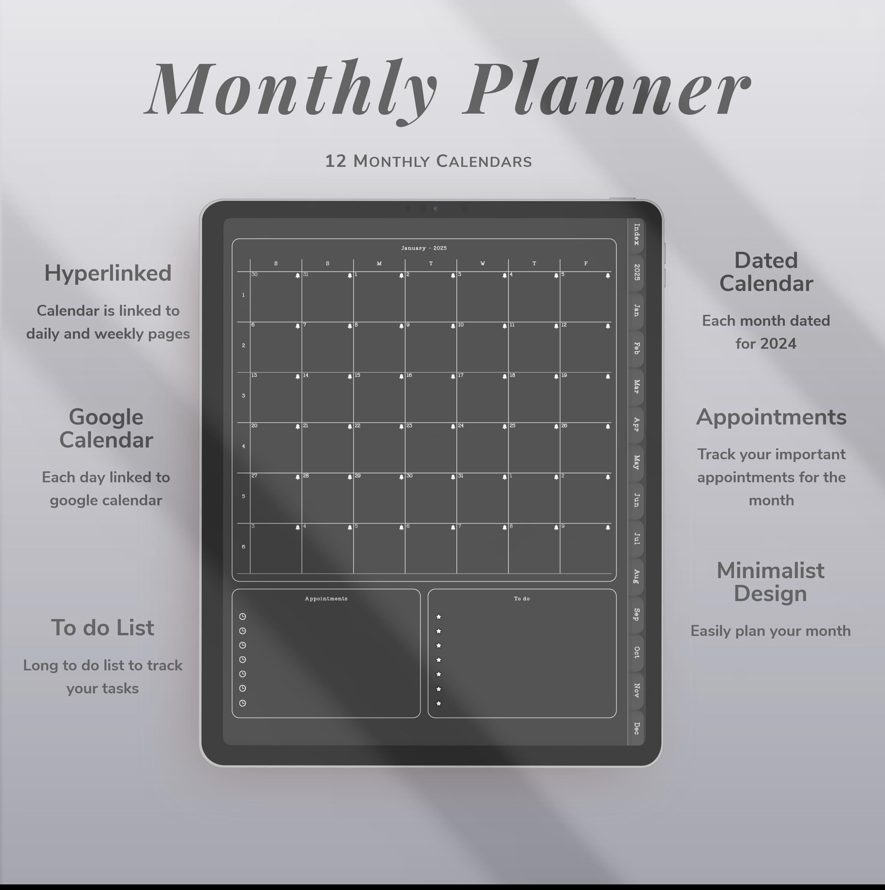 2025 Dark Mode Digital Planner, Night Mode Goodnotes, iPad Dark Planner ...