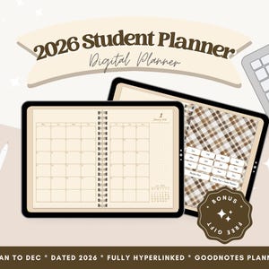2026 Digital Planner for Goodnotes | iPad Study & Academic Planner | All in One Student Planner