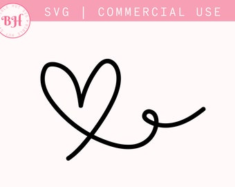 Flourish Heart SVG: Calligraphy Doodle (download digitale)