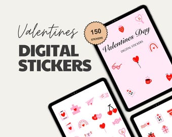 Pegatinas digitales del Día de San Valentín: Planificador GoodNotes precortado (descarga digital)