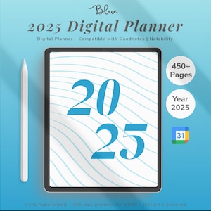 2025 Blue Digital Planner for GoodNotes & Notability (iPad)