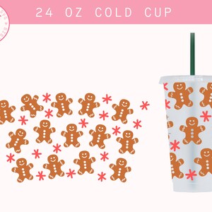 Gingerbread Cold Cup SVG, No Hole Cold Cup Wrap, Gingerbread Man Svg, Christmas Cookie Svg, Christmas Cold Cup Svg, Festive Cold Cup