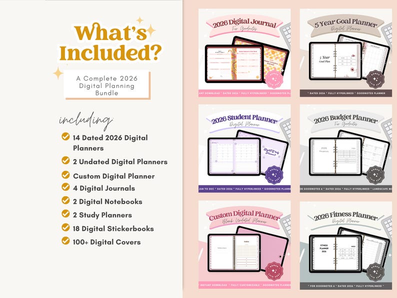 Whole Shop Digital Planner Bundle 2026 | Goodnotes | iPad Planner - Etsy