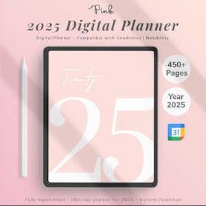 All In One Dated Digital Planner 2025, Daily, Weekly, Monthly Goodnotes, iPad Planner, Notability Planner, Digital Journal, Pink Theme