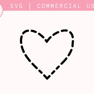 Dotted Line Heart SVG, Dashed Line Heart Svg, Heart Pattern Design, Heart Doodle Svg, Line Heart svg, Open Heart Svg, Heart Frame Svg