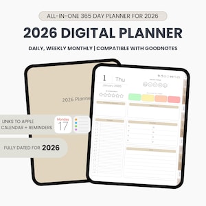 Planificador digital TDAH / Planificador digital 2026 GoodNotes / Planificador iPad 2026 / Planificador todo en uno