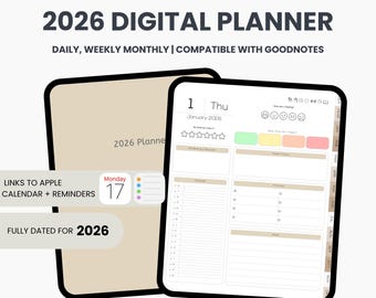 ADHD Digital Planner | 2026 Digital Planner GoodNotes | iPad Planner 2026 | All in One Planner