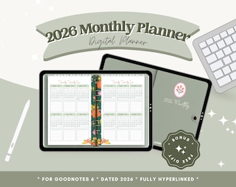 2026 Monthly Digital Planner | GoodNotes Planner | iPad Planner 2026
