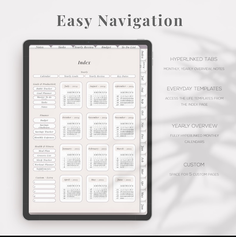 2024 2025 Mid Year Digital Planner, Dated Daily, Weekly, Monthly ...