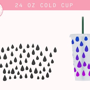 Full wrap Raindrops No Hole SVG, Raindrop Cup SVG, Full Wrap For Venti Cold Cup 24 oz, Seamless Full Wrap Svg, Spring Svg Png Cut File
