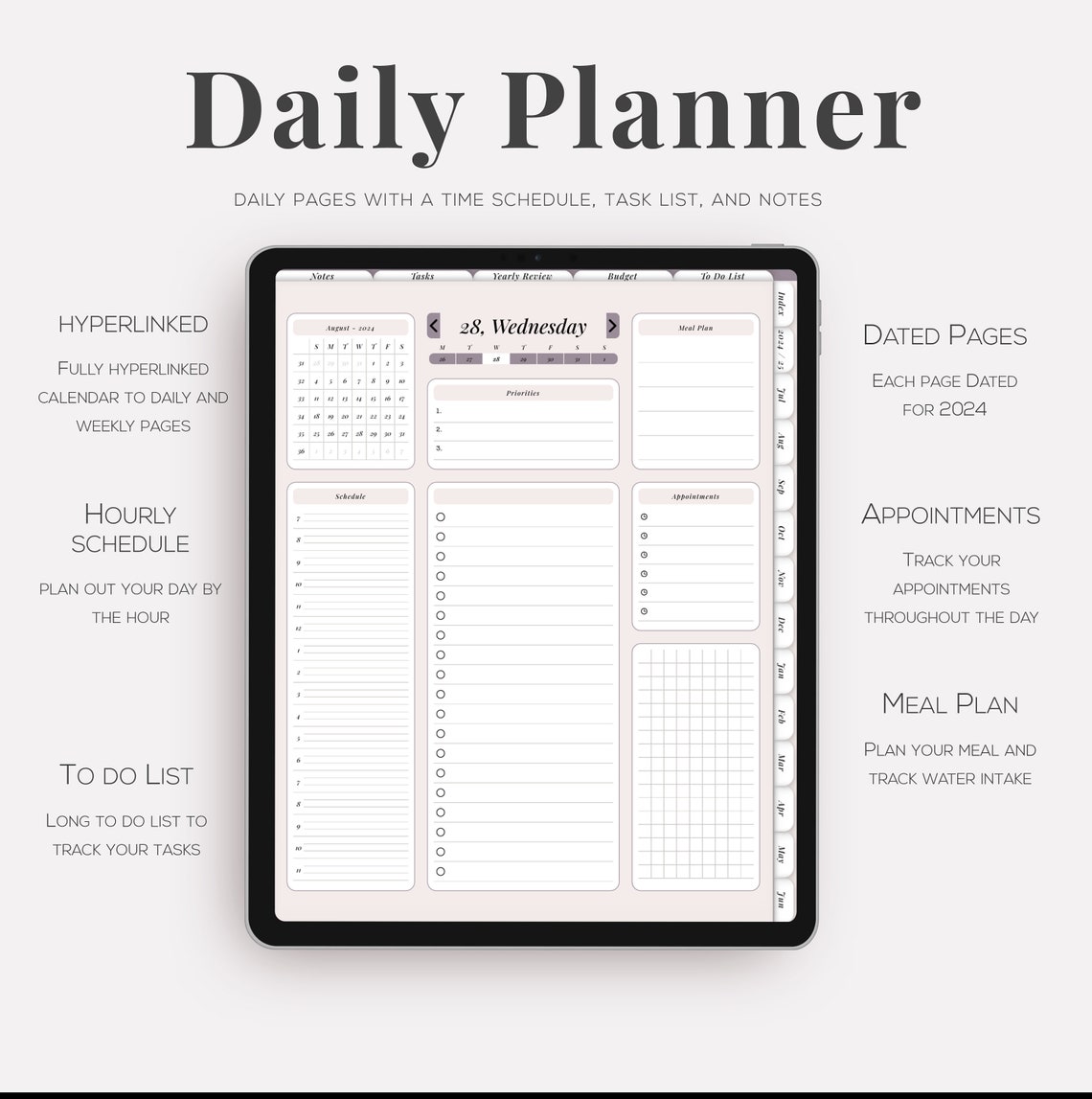 2024 2025 Mid Year Digital Planner, Dated Daily, Weekly, Monthly ...