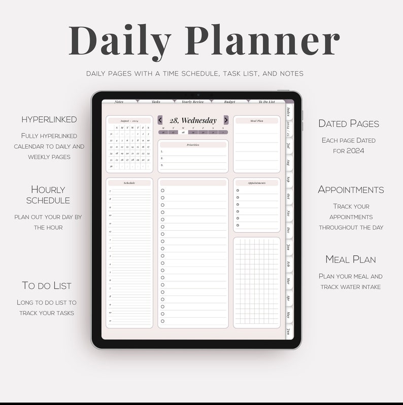 2024 2025 Mid Year Digital Planner, Dated Daily, Weekly, Monthly ...