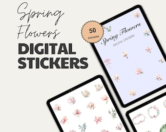 Spring Flowers Digital Stickers, GoodNotes Precropped (PDF)