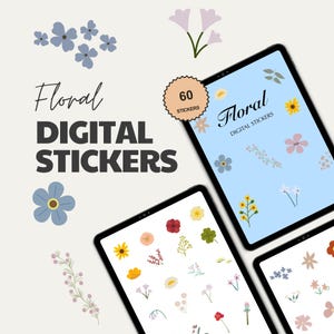Floral Flowers Precropped Digital Stickers, Goodnotes Planner Stickers, Digital Planning, iPad Planner, Digital Sticker Book, PNG Stickers