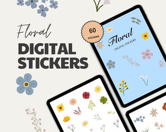 Floral Digital Stickers: Precropped GoodNotes Planner Stickers
