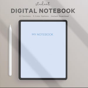 Digital Notebook With Tabs, Digital Notebook Student, Minimalist Digital Notebook, ipad Digital Notebook, Goodnotes Notebook Template