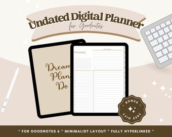Goodnotes Digital Planners | Undated Life Planner for Productivity, Daily Weekly Monthly Templates