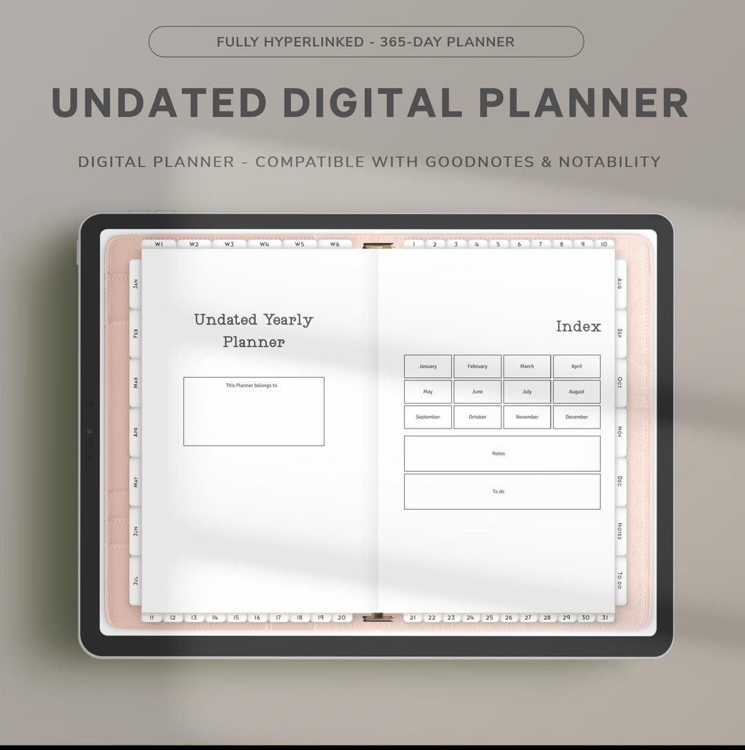 Undated Digital Planner, Minimalist Landscape iPad Planner (goodnotes ...