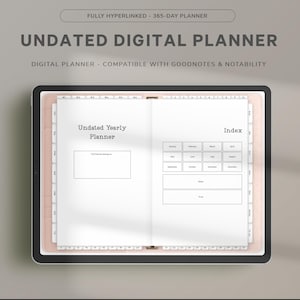 Undated Digital Planner, Minimalist Landscape iPad Planner (Goodnotes, Notability)