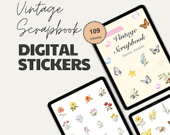Vintage Scrapbook Digital Stickers, GoodNotes Planner (PDF)