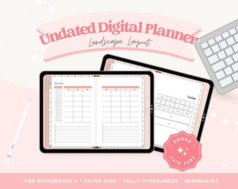 Undated Digital Planner Goodnotes | All-in-One Life Planner, Weekly Daily Monthly Planner Digital Notebook