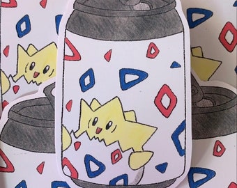 Togepi Soda Can Hand Drawn Sticker