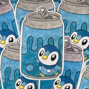 Piplup Soda Can Hand Drawn Sticker