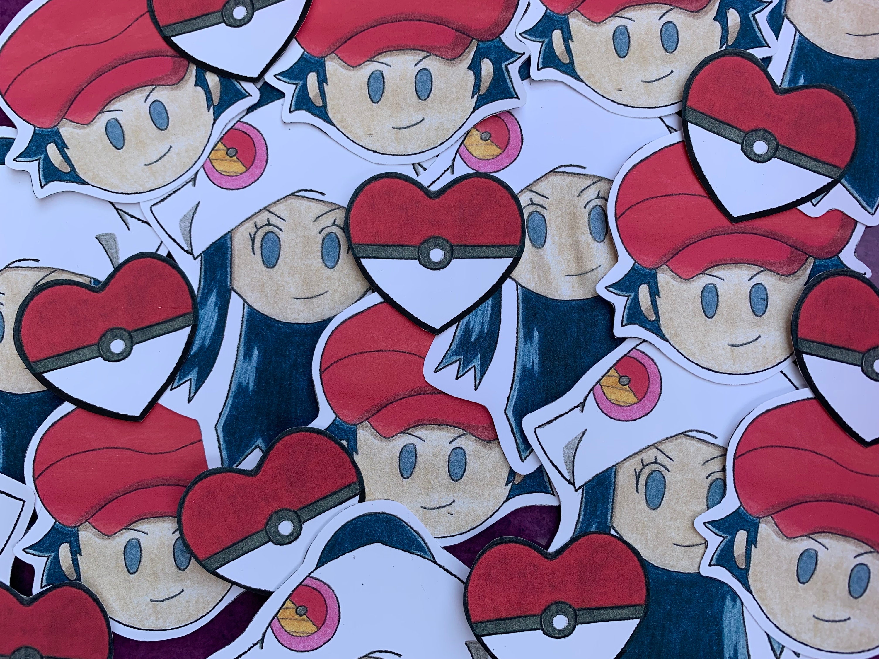 Pokéheart Sticker Pokémon Pokéball Inspired Heart Shaped Etsy