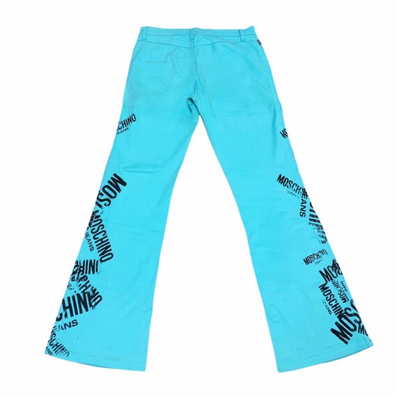 90s vintage Moschino blue low rise flared jeans w… - image 3
