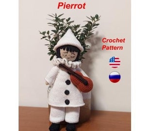 Pierrot. Crochet pattern , Amigurumi crochet pattern PDF file, Amigurumi pattern , Easy crochet pattern toy