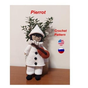 Pierrot. Crochet pattern , Amigurumi crochet pattern PDF file, Amigurumi pattern , Easy crochet pattern toy