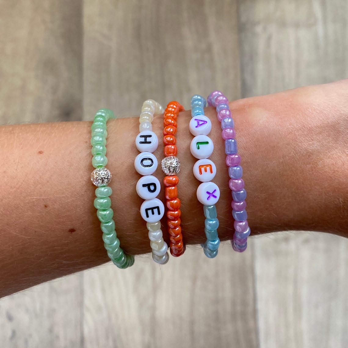 Personalised Beaded Bracelet Name Bracelet Alphabet Beads Etsy