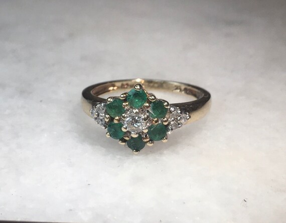 Vintage Emerald and Diamond Daisy 1980's