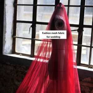 2 Color , Red/Wine Red Mesh Fabric - Transparent Gauze - Wedding Fabric - Soft Mesh Fabric - Bridal Veil Fabric