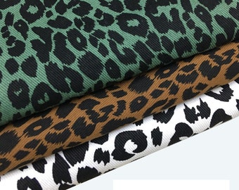 Leopard Print Cotton Denim Fabric - Washed Denim By The Half Yard