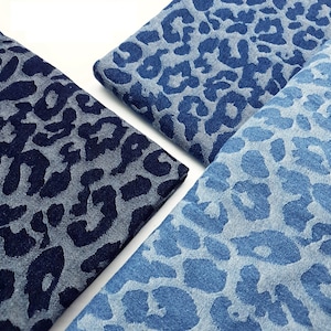 Leopard Denim Fabric, Cotton Denim Fabric, Washed Denim, Clothing Fabric By The Half Yard