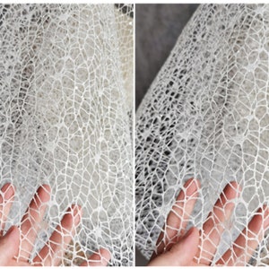 White texture large mesh mesh fabric, graduation design fabric, wedding dress fabric, designer fabric, textured hard mesh by the half yard