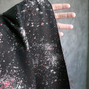 Red Spots Jacquard Fabric: Textured Polyester Designer Fabric - 1/2 Yard