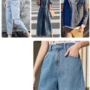 Leichter Blauer Jeansstoff, gewaschener Jeansstoff, Fester Farbstoff, Baumwoll denim, Hosenshirt Bekleidungsstoff, Um den halben Meter Bild 2