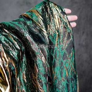 Retro Dark Green 3D Embossed Jacquard Fabric, Textured Fabric, Dress Fabric, Coat Fabric, Designer Fabric, 1/2 Yard Samples available