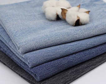 Blauwe gewassen 100% katoenen denimstof: kleding naaien, op maat gesneden