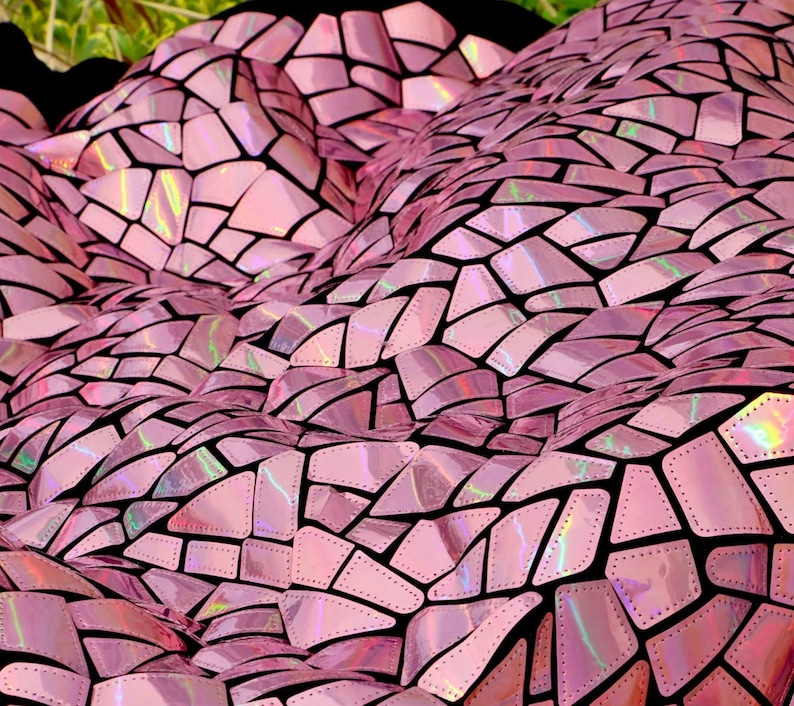 Spegelfärgat silverpaljetttyg: 2-vägs stretchigt broderi med glitter, geometrisk metallic bild 8