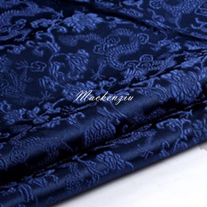 Blue Color Brocade Fabric With Blue Dragons - Jacquard Fabric - Dragon Style Brocade Fabric - Cosplay Dress Fabric - 1/2 Yard