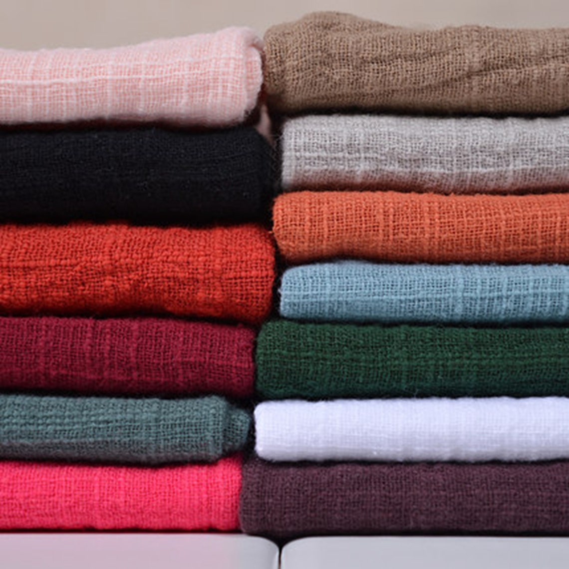 18 Colors Linen Cotton Fabric Bamboo Cotton Linen Fabric | Etsy