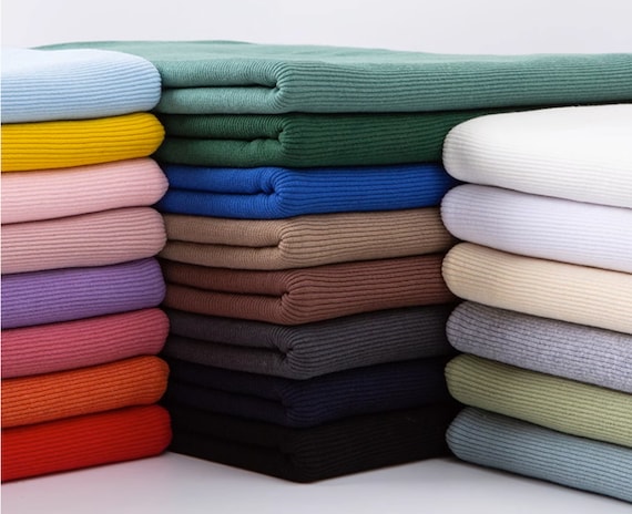 Cotton Ribbing Knit Fabric: Elastic Stretch for Cuffs, Waists, Necklines(20cm Length)