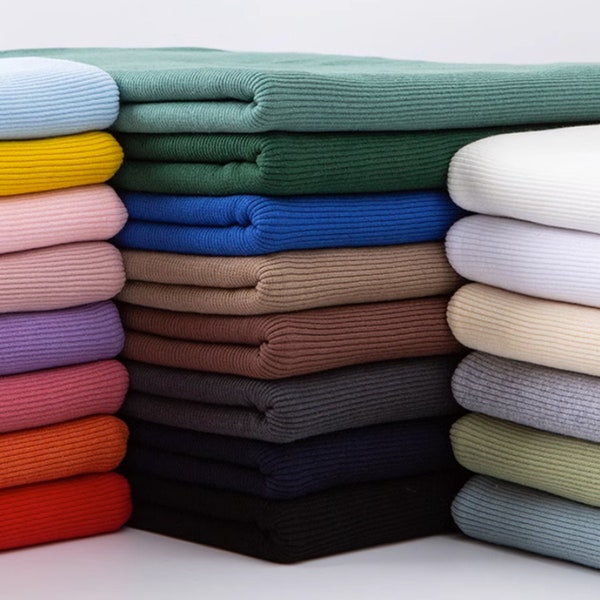 Cotton Elastic Ribbing Knit Fabric, Stretch Knit Fabric, 95% Cotton, 5 Perc elastan, For Cuffs, Waists, Necklines