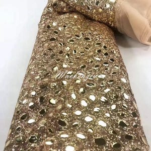 Gold Sequin Fabric, Sequin Dress Fabric, Embroidery Sequin Mesh Fabric, Prom Dresses Fabric, Mirror Sequin Fabric, Sequin Tulle Fabric