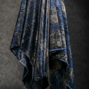 Blue Gilt Gradient Jacquard Fabric: Dress & Coat Material - By The Half Yard